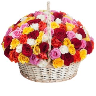 51 colorful roses in the basket | Flower Delivery Chita